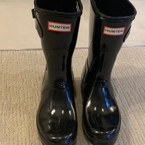Glossy Black Short Hunter Rain Boots